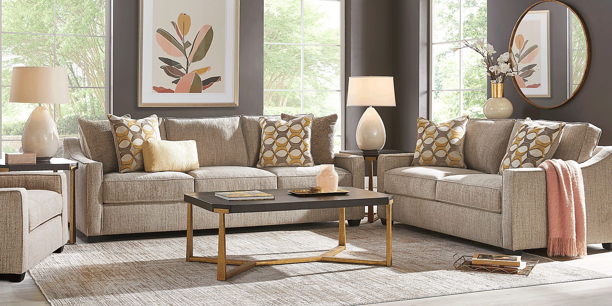 Rooms To Go Maywell Court Brown 8 Pc Living Room